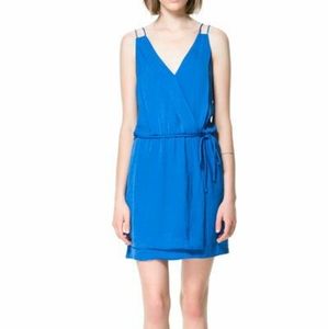 Zara blue wrap dress